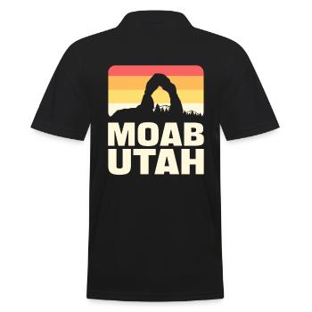 Moab Utah Vitange Mountain - Männer Poloshirt - Schwarz - Hinten - Kai (181cm)