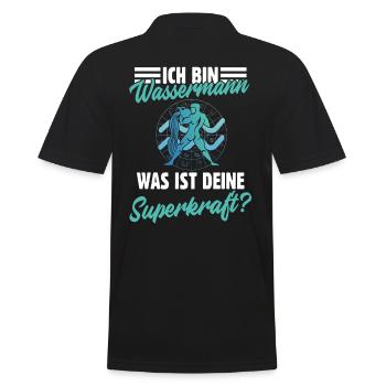 Sternzeichen Wassermann - Männer Poloshirt - Schwarz - Hinten - Kai (181cm)
