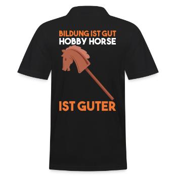 Steckenpferd Hobby Horse - Männer Poloshirt - Schwarz - Hinten - Kai (181cm)