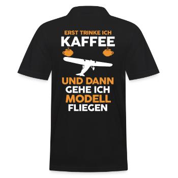 Modellfliegen Kaffee Modellflieger - Männer Poloshirt - Schwarz - Hinten - Kai (181cm)