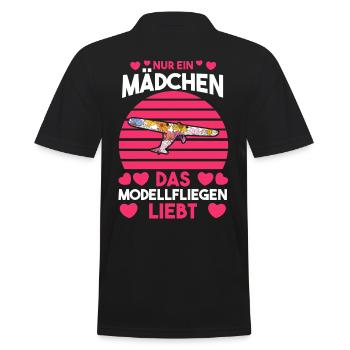 Nur ein Mädchen das Modellfliegen liebt - Männer Poloshirt - Schwarz - Hinten - Kai (181cm)
