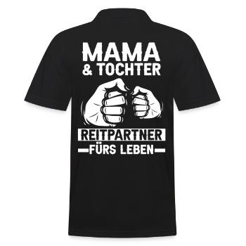 Pferde Mama und Tochter Reiten - Männer Poloshirt - Schwarz - Hinten - Kai (181cm)