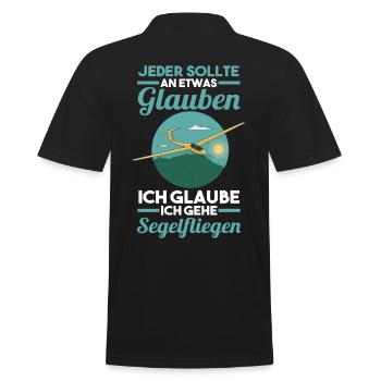 Flugzeug Segelfliegen Segelflieger - Männer Poloshirt - Schwarz - Hinten - Kai (181cm)