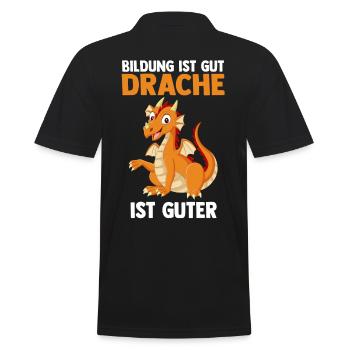 Drache Drachen - Männer Poloshirt - Schwarz - Hinten - Kai (181cm)
