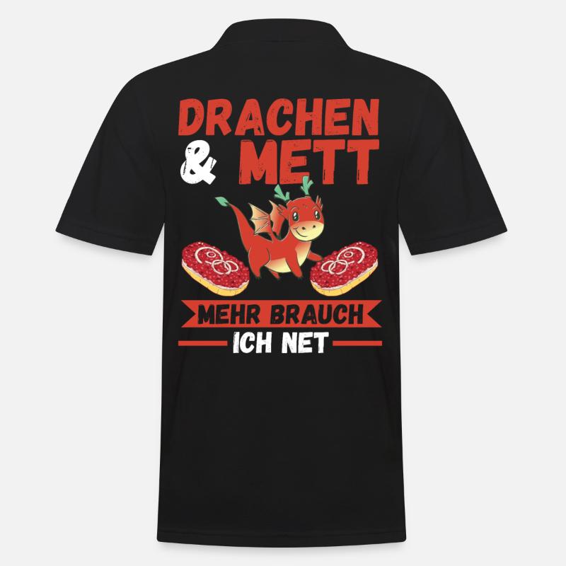 Mettbrötchen Mett Drachen - Männer Poloshirt - Schwarz