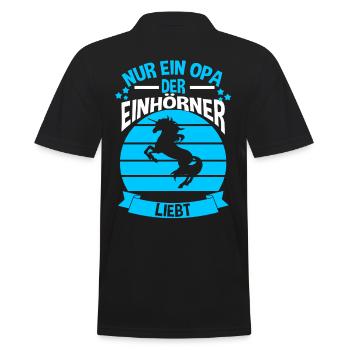 Einhorn Opa - Männer Poloshirt - Schwarz - Hinten - Kai (181cm)