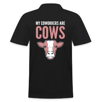 My Coworkers Are Cows Farm Girl Farmer - Men's Polo Shirt - black - Back - Kai (181cm)
