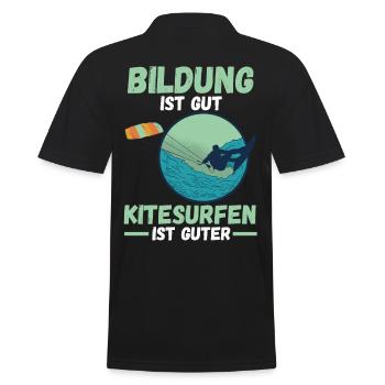 Kitesurfen Kitesurfer - Männer Poloshirt - Schwarz - Hinten - Kai (181cm)