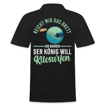 Kitesurfen - Männer Poloshirt - Schwarz - Hinten - Kai (181cm)