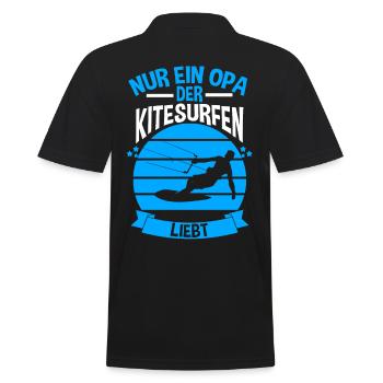Kitesurfen Opa - Männer Poloshirt - Schwarz - Hinten - Kai (181cm)
