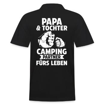 Papa und Tochter Camper Camping - Männer Poloshirt - Schwarz - Hinten - Kai (181cm)