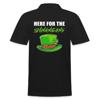 Here For The Shenanigans St. Patrick's Day - Männer Poloshirt - Schwarz - Hinten - Kai (181cm)