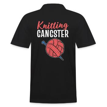 Knitting Gangster Funny Gangster Quotes Knitting - Men's Polo Shirt - black - Back - Kai (181cm)