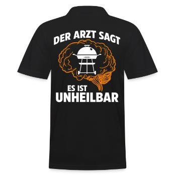 Der Arzt sagt es ist unheilbar Grillen - Männer Poloshirt - Schwarz - Hinten - Kai (181cm)