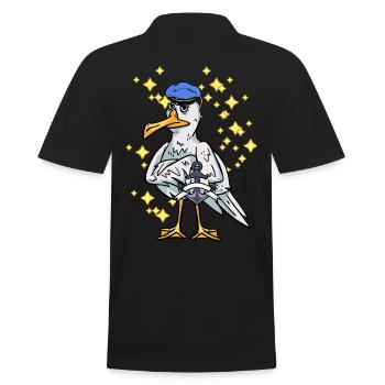 Seagull Sailor Sailor Maritim Anchor Ahoi Captain - Men's Polo Shirt - black - Back - Kai (181cm)
