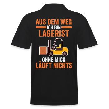Gabelstaplerfahrer Lagerarbeiter Lagerist - Männer Poloshirt - Schwarz - Hinten - Kai (181cm)