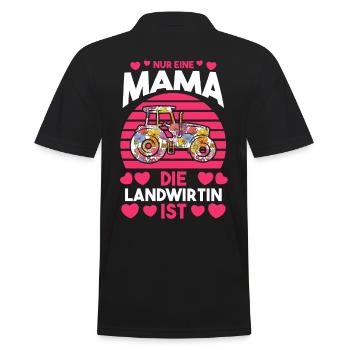 Mama Mutter Landwirtin - Männer Poloshirt - Schwarz - Hinten - Kai (181cm)