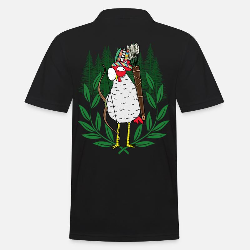 Huhn Krieger Federvieh Bogenschütze - Männer Poloshirt - Schwarz