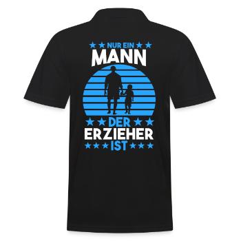 Kindergärtner Erzieher - Männer Poloshirt - Schwarz - Hinten - Kai (181cm)