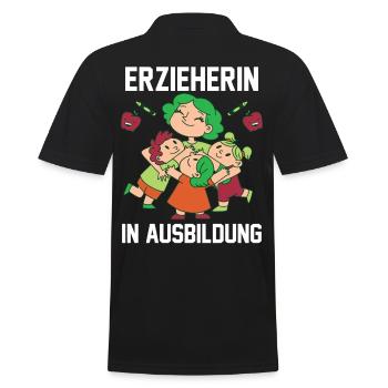 Azubi Kindergärtner Erzieher - Männer Poloshirt - Schwarz - Hinten - Kai (181cm)