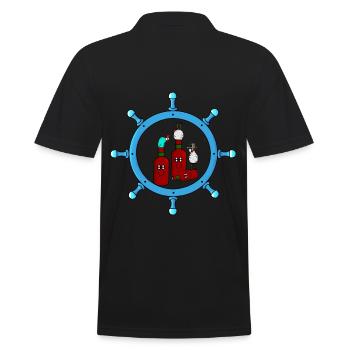 Maritim Seemann Chicken Beer Party Steering Wheel - Men's Polo Shirt - black - Back - Kai (181cm)