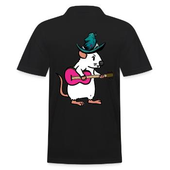 Rongeur Rat Souris Musicien Guitare Musique Enfants Enfant - Polo Homme - noir - Dos - Kai (181cm)