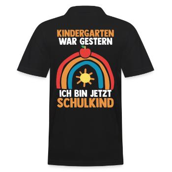Schulkind Schüler Regenbogen Einschulung Schulanfa - Männer Poloshirt - Schwarz - Hinten - Kai (181cm)