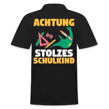 Dinosaurier Schulkind Schüler Schulanfang Einschul - Männer Poloshirt - Schwarz - Hinten - Kai (181cm)