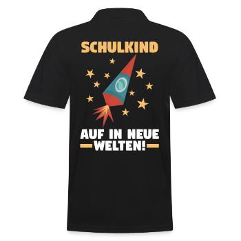 Astronaut Schulkind Schüler Schulanfang Einschulun - Männer Poloshirt - Schwarz - Hinten - Kai (181cm)