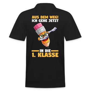 Schulkind 1 Klasse Schüler Schulanfang Einschulung - Männer Poloshirt - Schwarz - Hinten - Kai (181cm)