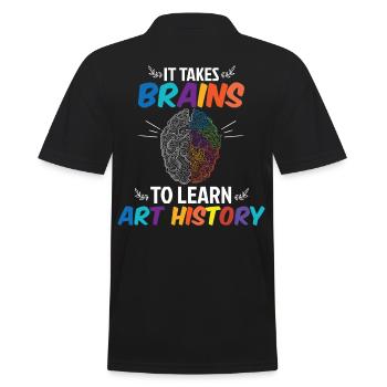 Brains To Learn Art History - Men's Polo Shirt - black - Back - Kai (181cm)