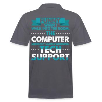 When I Enter The Room Computer Works - Men's Polo Shirt - charcoal grey - Back - Nico (186cm)