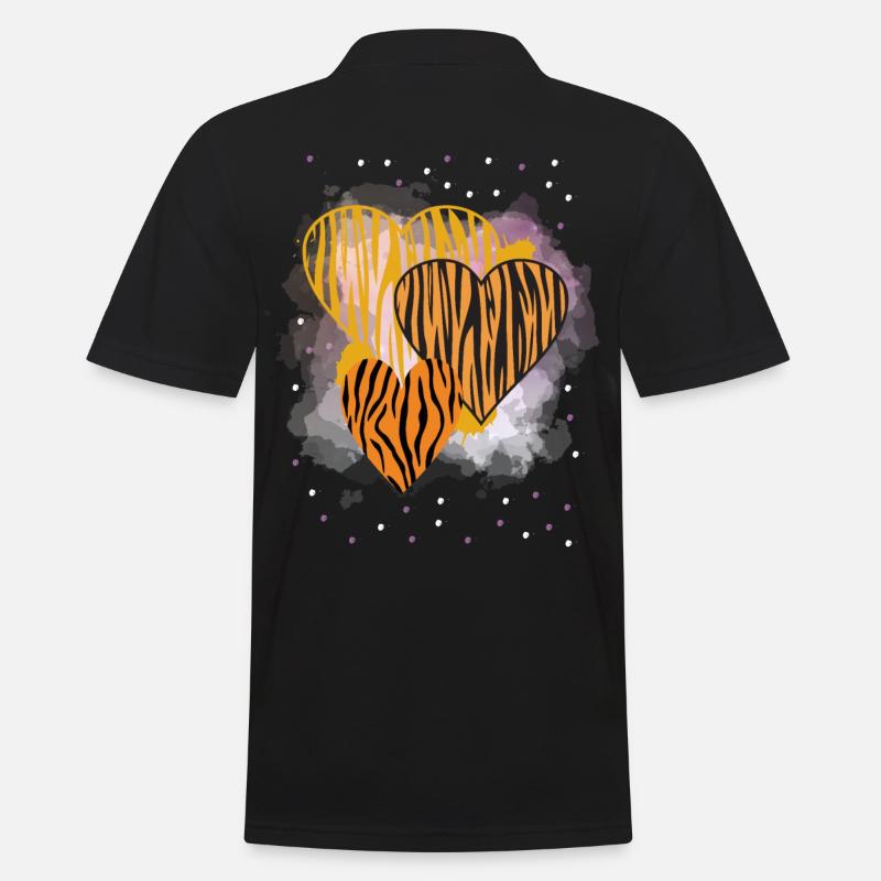 Wildkatzen Herzdesign - Männer Poloshirt - Schwarz