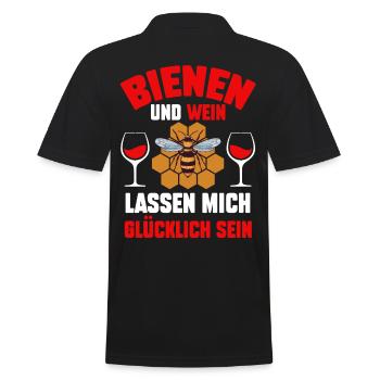 Wein Imker Biene Bienen - Männer Poloshirt - Schwarz - Hinten - Kai (181cm)