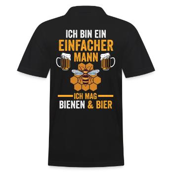 Bier Imker Biene Bienen - Männer Poloshirt - Schwarz - Hinten - Kai (181cm)