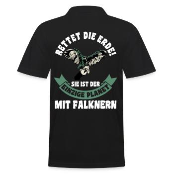 Falkner Falken Falknerei - Männer Poloshirt - Schwarz - Hinten - Kai (181cm)