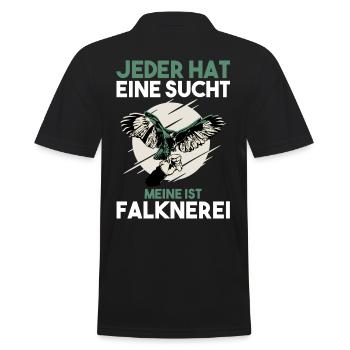 Falkner Falken Falknerei - Männer Poloshirt - Schwarz - Hinten - Kai (181cm)