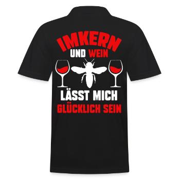 Wein Biene Bienen Imkerei Honig Imker - Männer Poloshirt - Schwarz - Hinten - Kai (181cm)