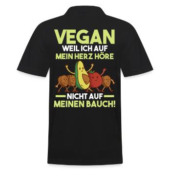 Veganer Vegan - Männer Poloshirt - Schwarz - Hinten - Kai (181cm)
