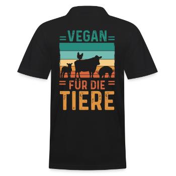 Veganer Vegan - Männer Poloshirt - Schwarz - Hinten - Kai (181cm)