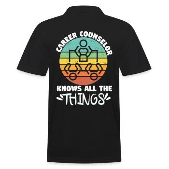 Career Counselor Knows All The Things - Men's Polo Shirt - black - Back - Kai (181cm)