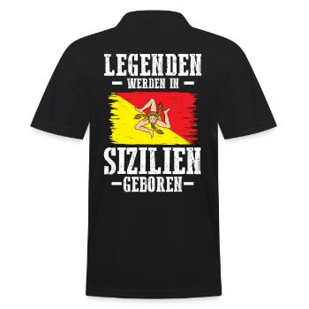 Sicilia Sizilien Sizilianer Sizilianisches - Männer Poloshirt - Schwarz - Hinten - Kai (181cm)