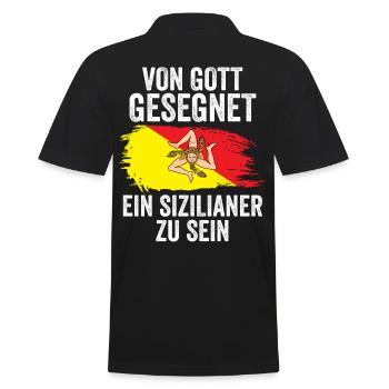 Sicilia Sizilien Sizilianer - Männer Poloshirt - Schwarz - Hinten - Kai (181cm)