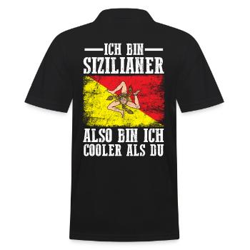 Sicilia Sizilien Sizilianer Sizilianisches - Männer Poloshirt - Schwarz - Hinten - Kai (181cm)