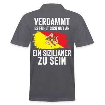 Sicilia Sizilien Sizilianer Sizilianisches - Männer Poloshirt - Anthrazit - Hinten - Nico (186cm)