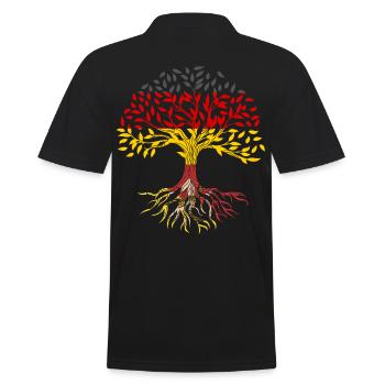 Wurzeln Baum Deutschland Sizilien - Männer Poloshirt - Schwarz - Hinten - Kai (181cm)