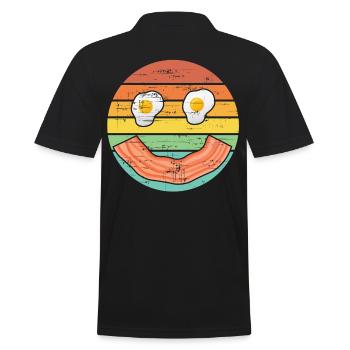 Vintage Bacon Smile With Eggs - Men's Polo Shirt - black - Back - Kai (181cm)
