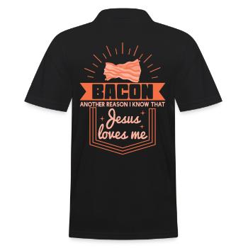 Bacon Reason Jesus Loves Me Bacon Lover - Men's Polo Shirt - black - Back - Kai (181cm)