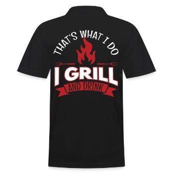 I Grill And Drink Grilling BBQ - Men's Polo Shirt - black - Back - Kai (181cm)