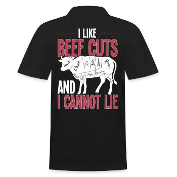 Beef Cuts And I Cannot Lie Meat Lover - Men's Polo Shirt - black - Back - Kai (181cm)